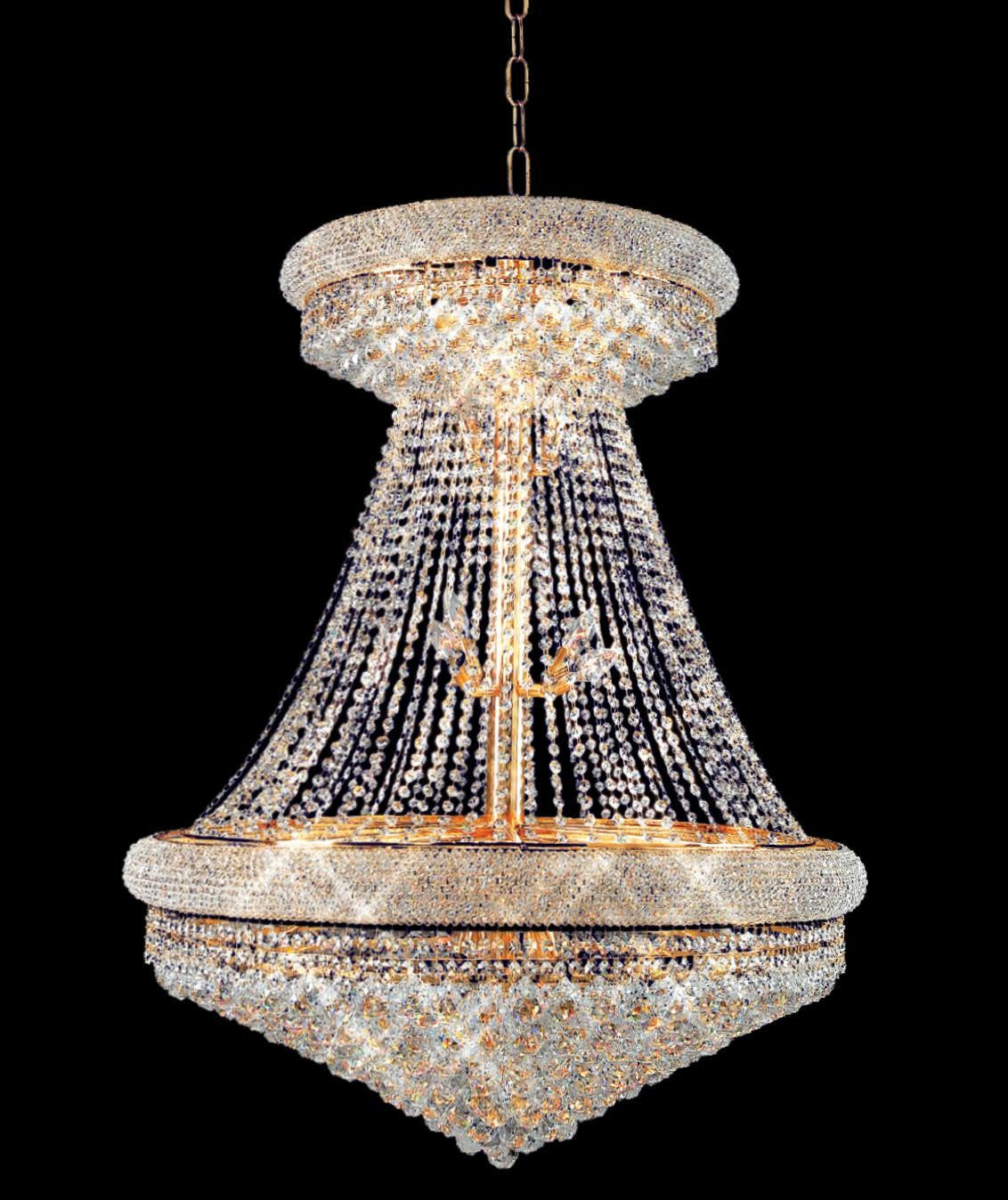 15-Light Grand King Cut Crystal Hanging Chandelier
