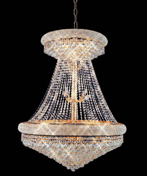 15-Light Grand King Cut Crystal Hanging Chandelier
