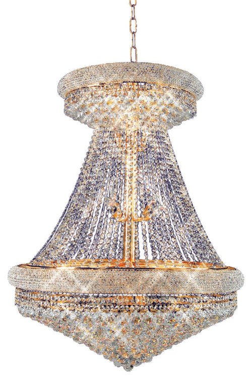 15-Light Grand King Cut Crystal Hanging Chandelier
