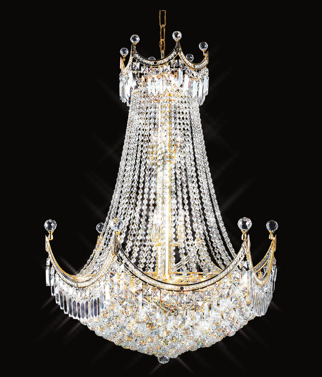 24-Light Grand King Cut Crystal Chandelier