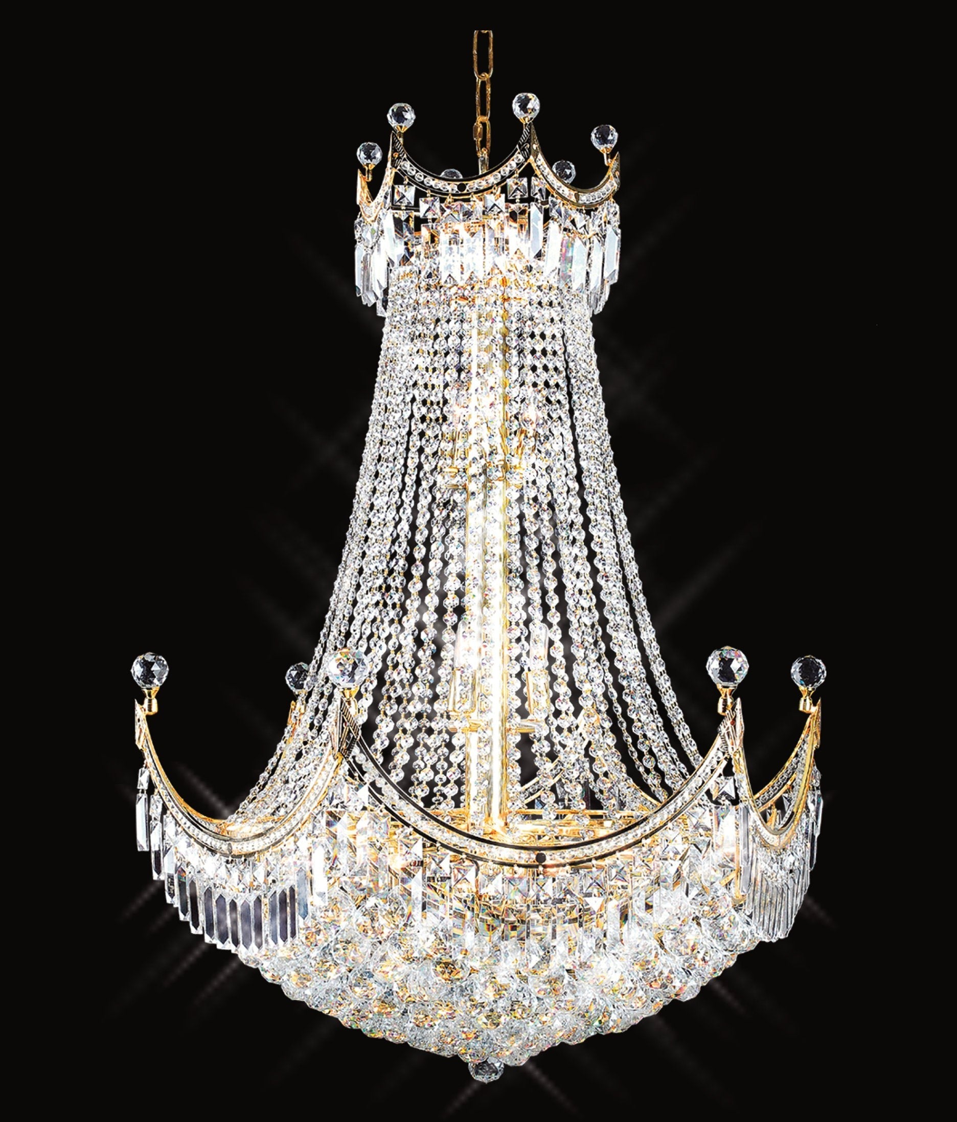 24-Light Grand King Cut Crystal Chandelier