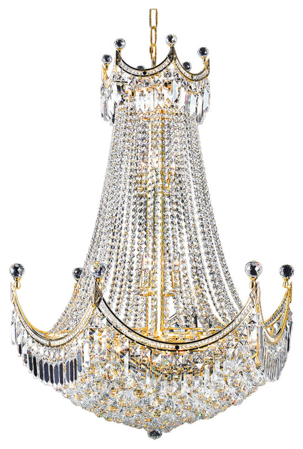 24-Light Grand King Cut Crystal Chandelier