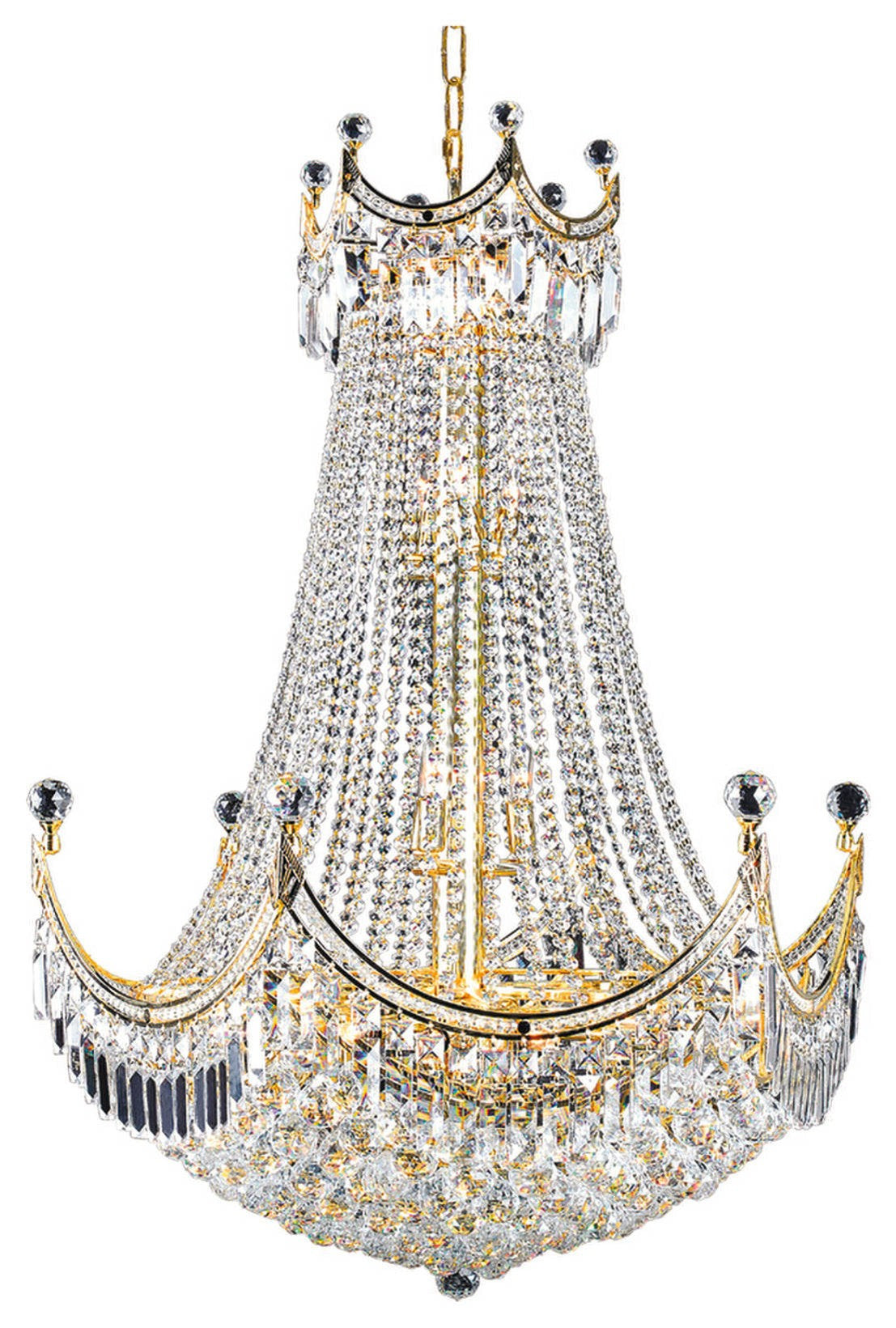 24-Light Grand King Cut Crystal Chandelier