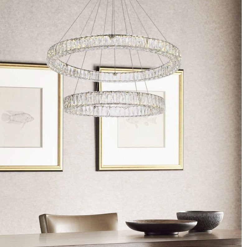 Cool-White 4000 K Crystal LED Oblong Pendant