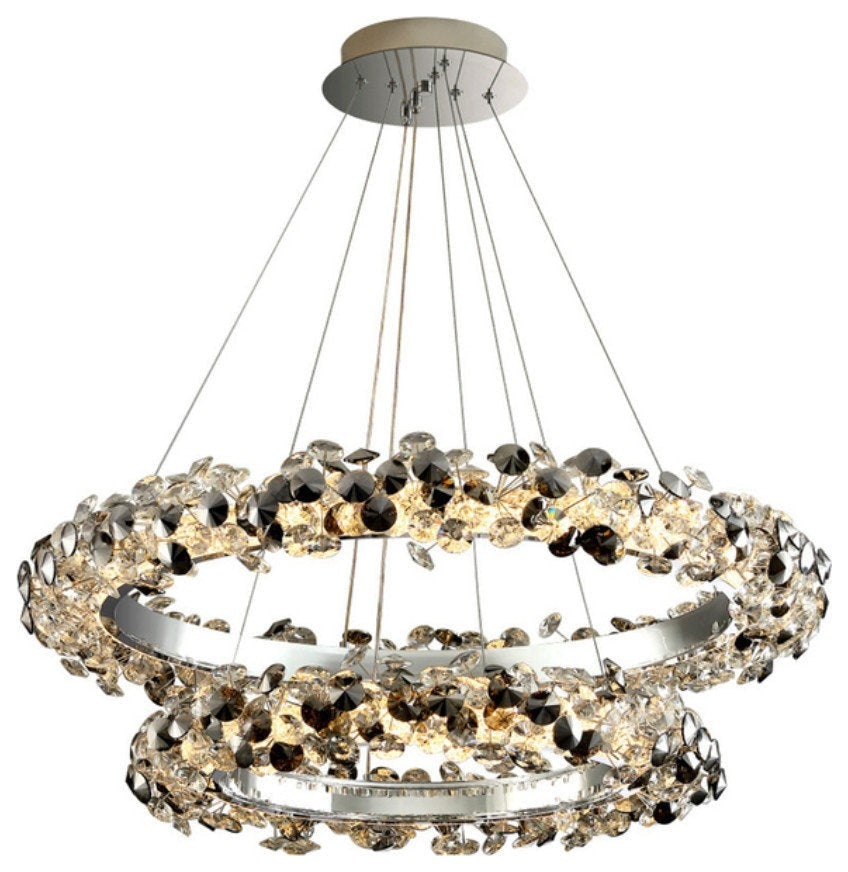 Dual-Ring LED Crystal Pendant