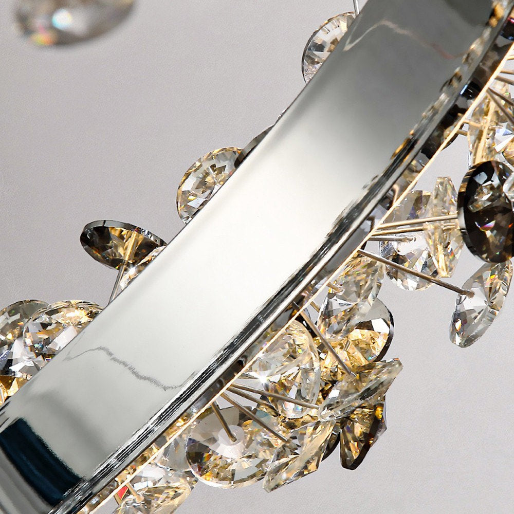 Dual-Ring LED Crystal Pendant
