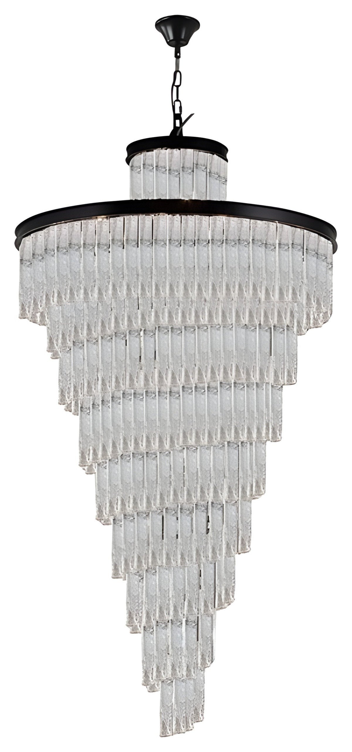 Frosted-Glass Black Ring Chandelier