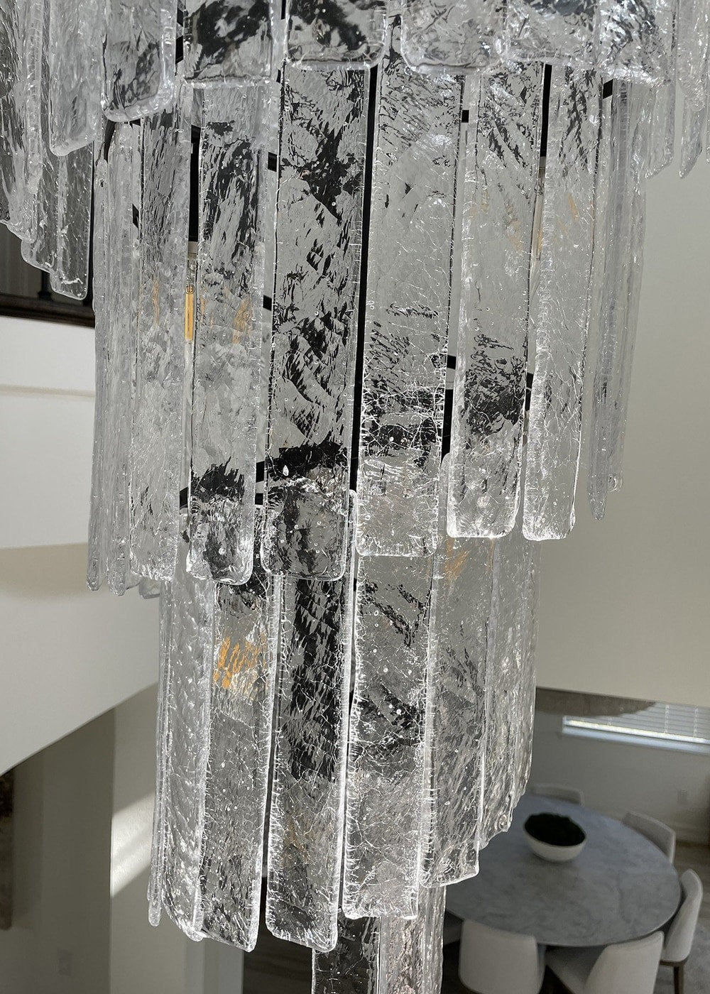 Frosted-Glass Black Ring Chandelier